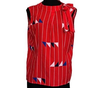 Vintage Pinup style Molly Bracken  Red Halter neck bow top, XL